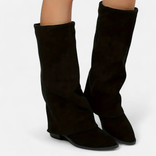 Knee High Chunky Boots in Black – Arabella by Maravesse