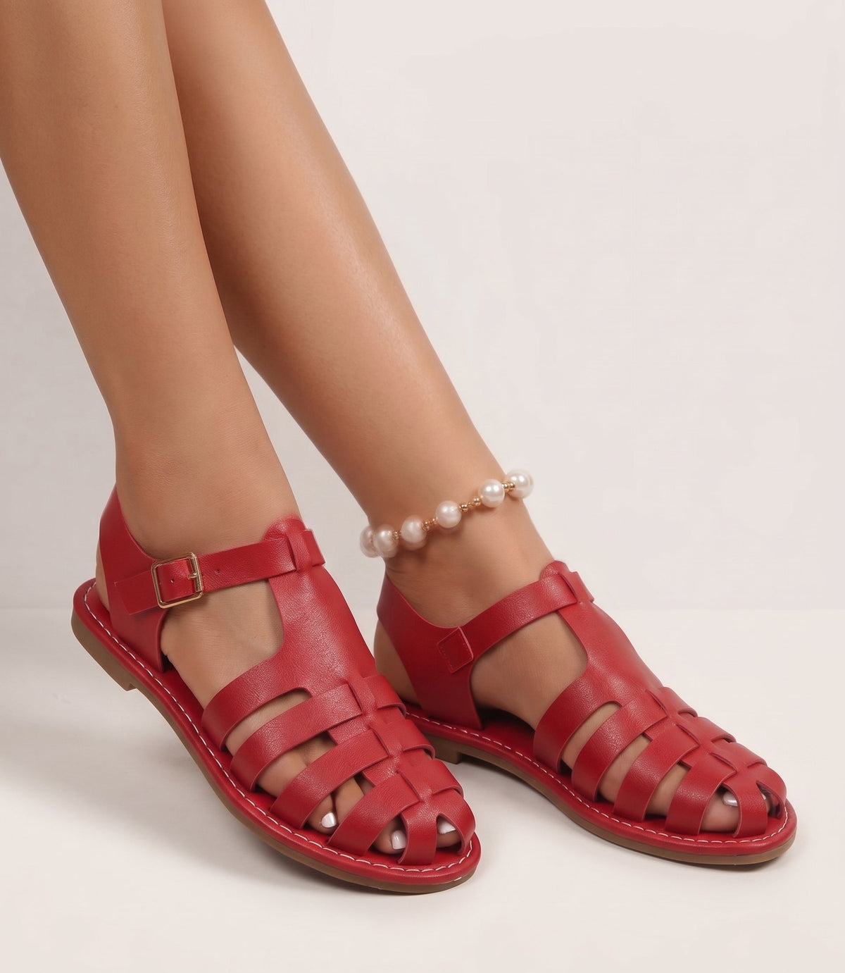 Garden Party Sandals in Red – Philippa by Maravesse