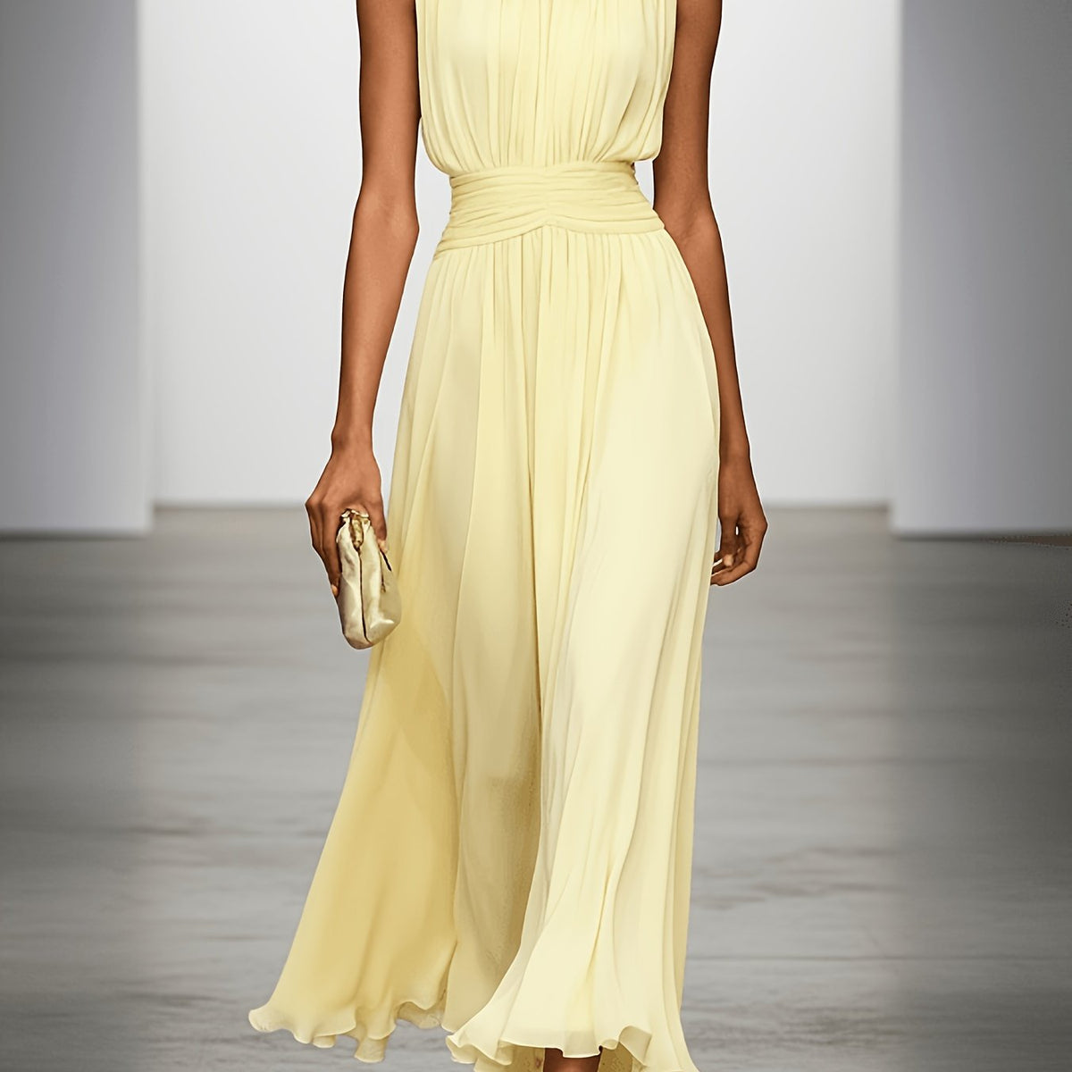 Pleated Ruched Maxi Dress – Lucille by Maravesse (9)