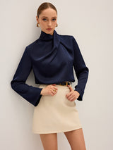 Josephine | Draped Satin Blouse for Date Night