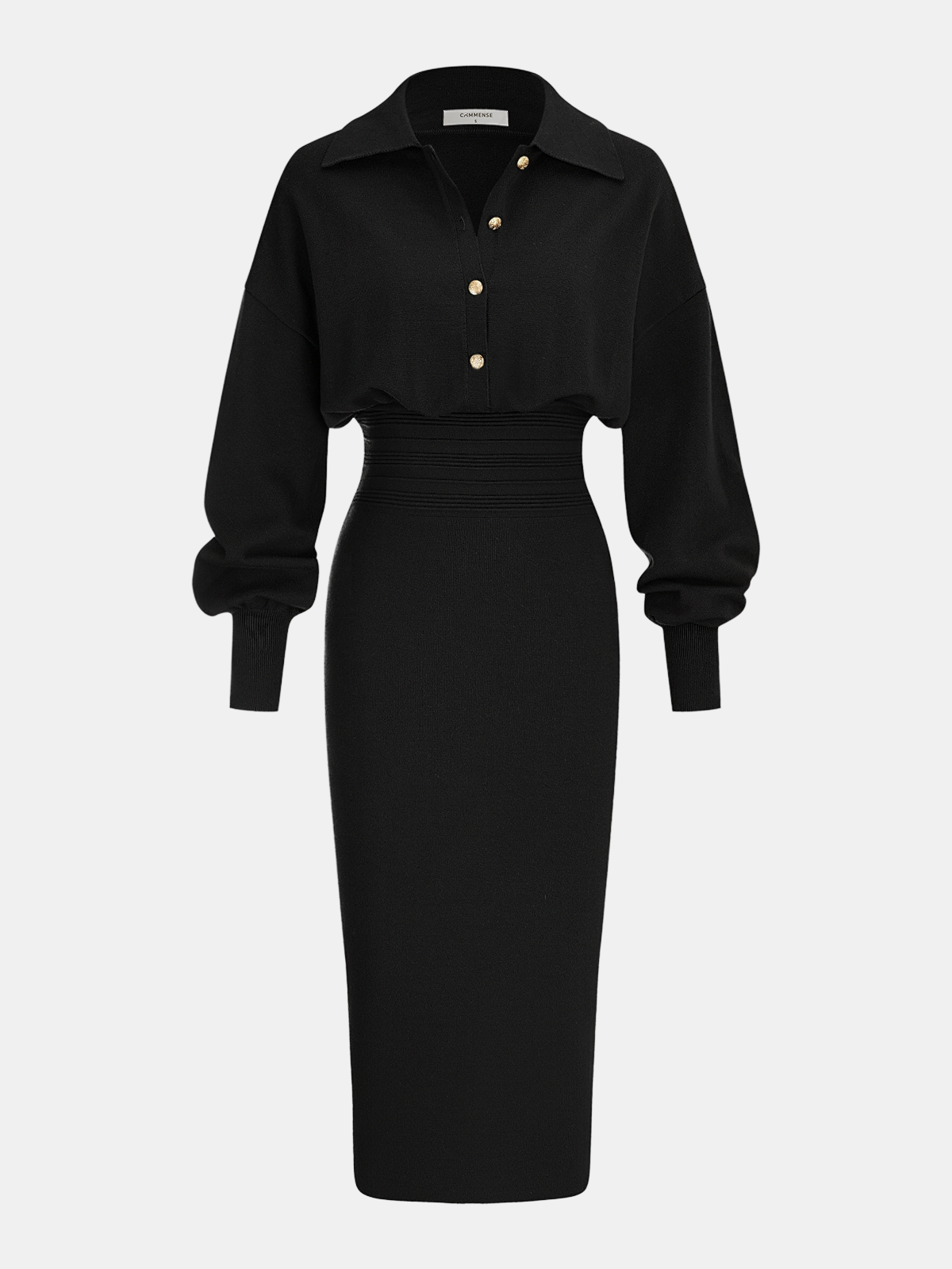 Knit Shirt Midi Dress in Black – Lucille by Maravesse