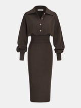 Lucille | Knit Shirt Midi Dress