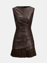 Xanthe | Pleated Leather Mini Dress for Date Night