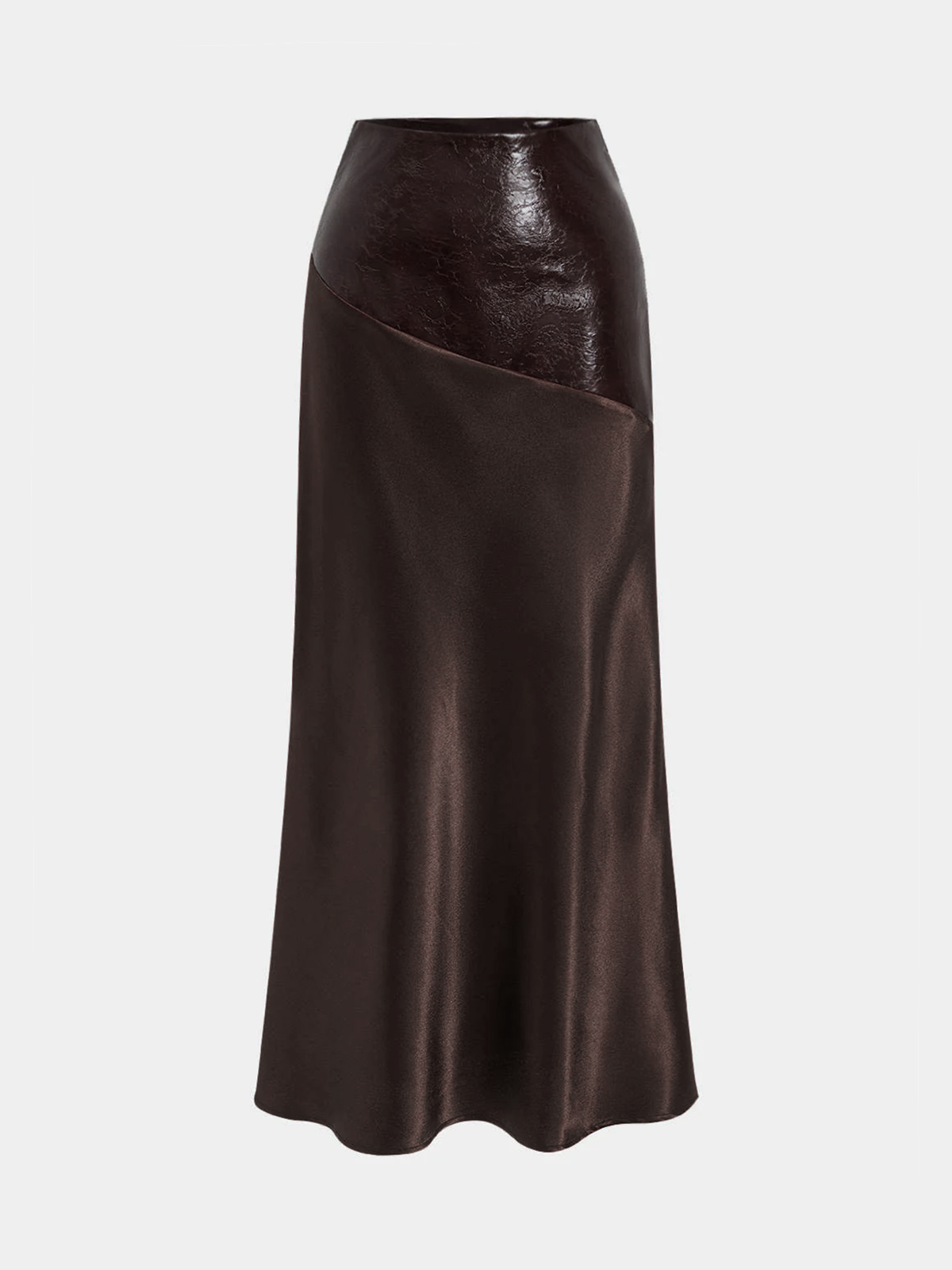 Satin Leather Skirt in Dark Brown – Aurelia by Maravesse