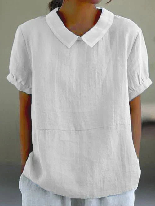 Linen Blouse in White – Eleanor by Maravesse