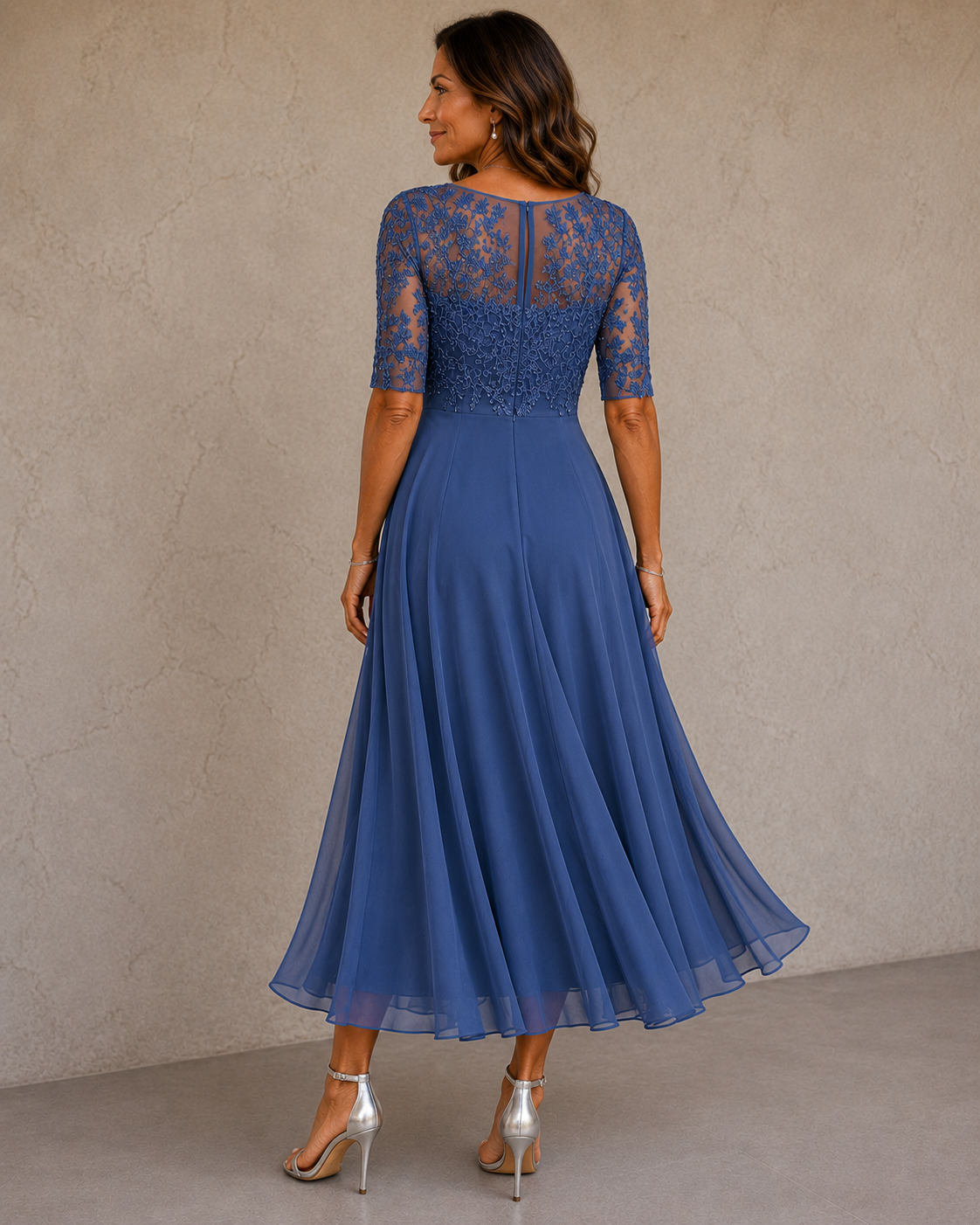 Lace Chiffon Dress – Evangeline by Maravesse (5)