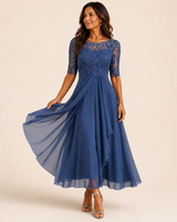 Evangeline | Lace Chiffon Dress