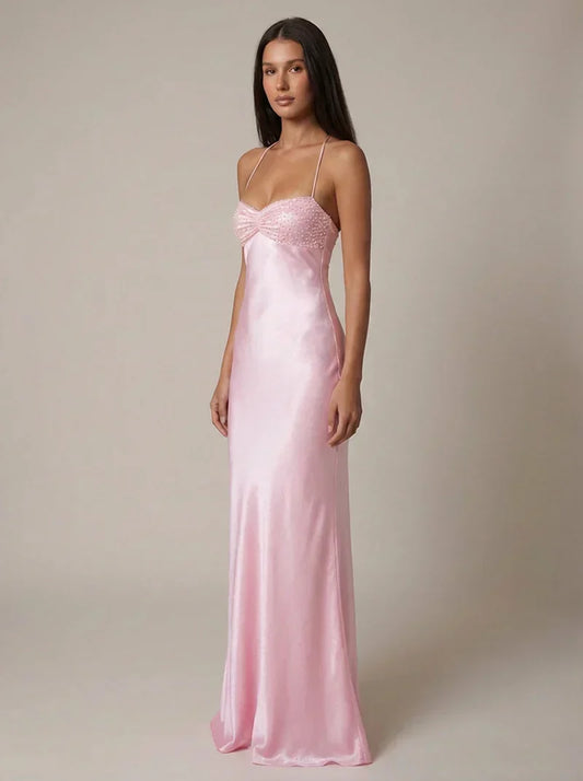 Satin Pearl Maxi Dress – Liv by Maravesse (2)