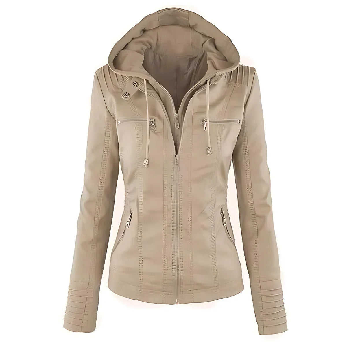 Leather Jacket in Beige – Evangeline by Maravesse