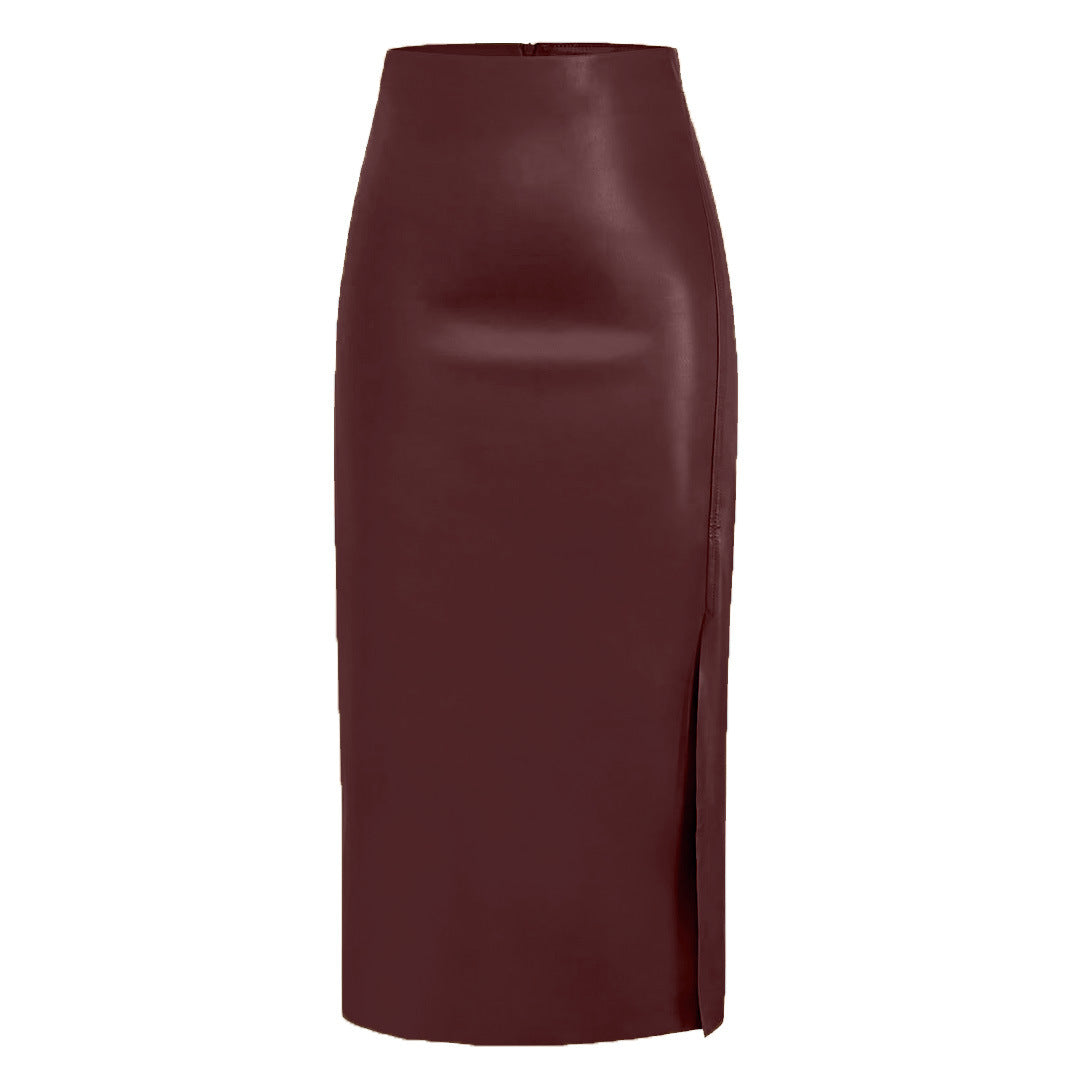 Leather Skirt in Red – Ottilie by Maravesse