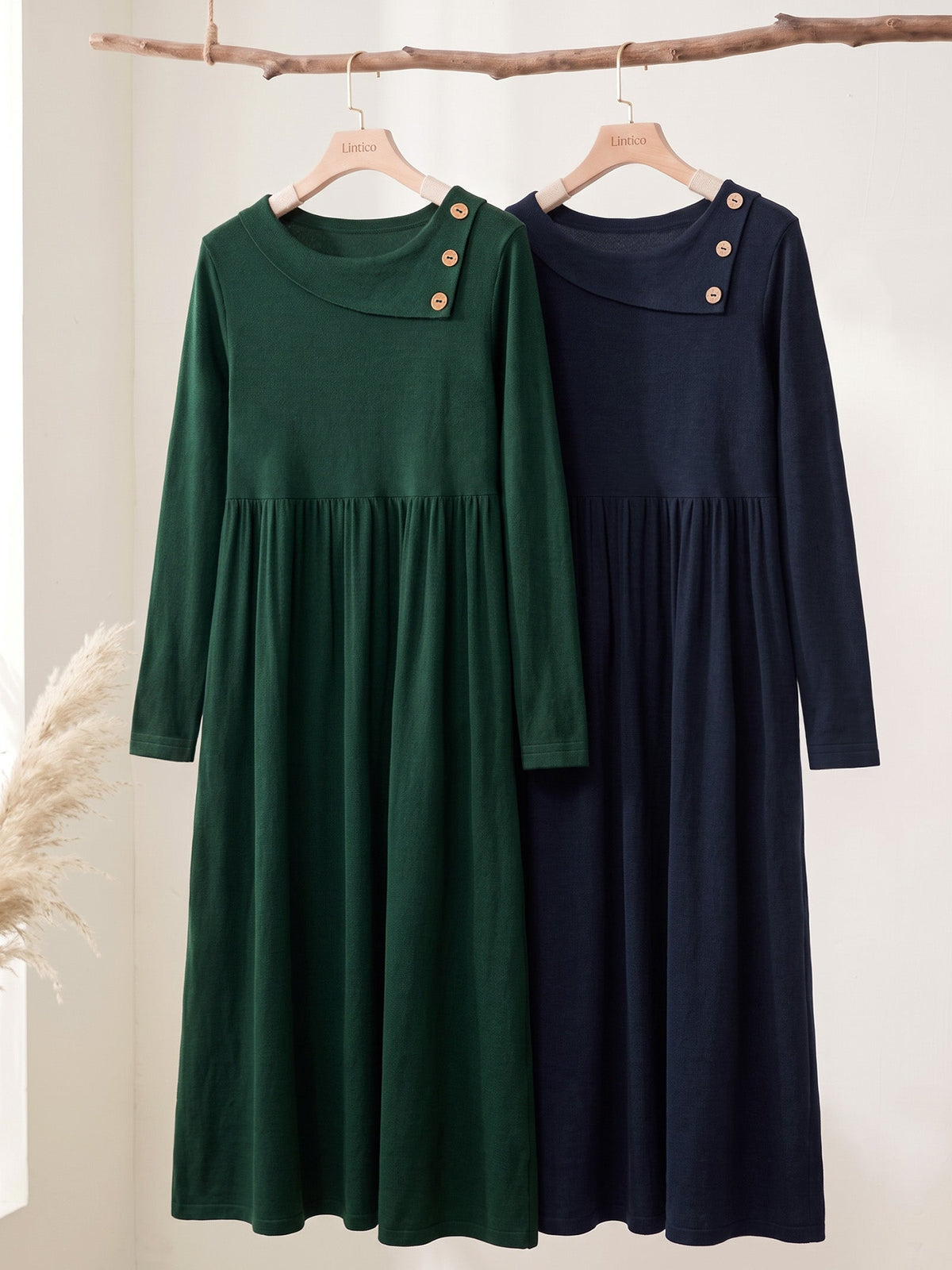 Pleated Wool Midi Dress – Celestine by Maravesse (36)