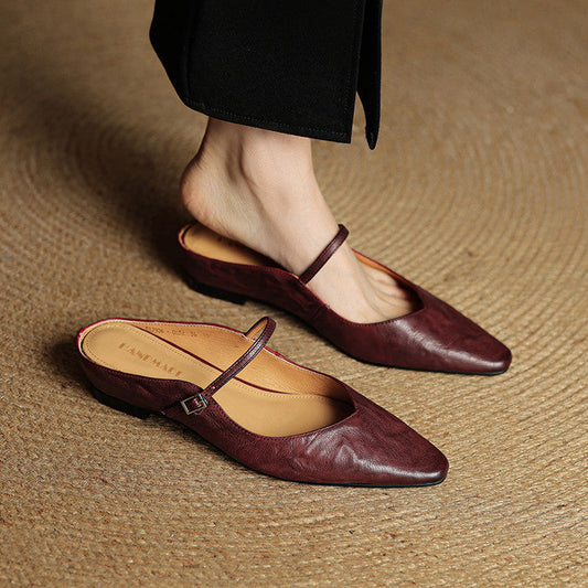 Lace Mules in Brownish Red – Rosalind by Maravesse