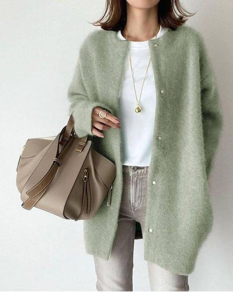 Oversized Cardigan in Sage Green – Romy by Maravesse