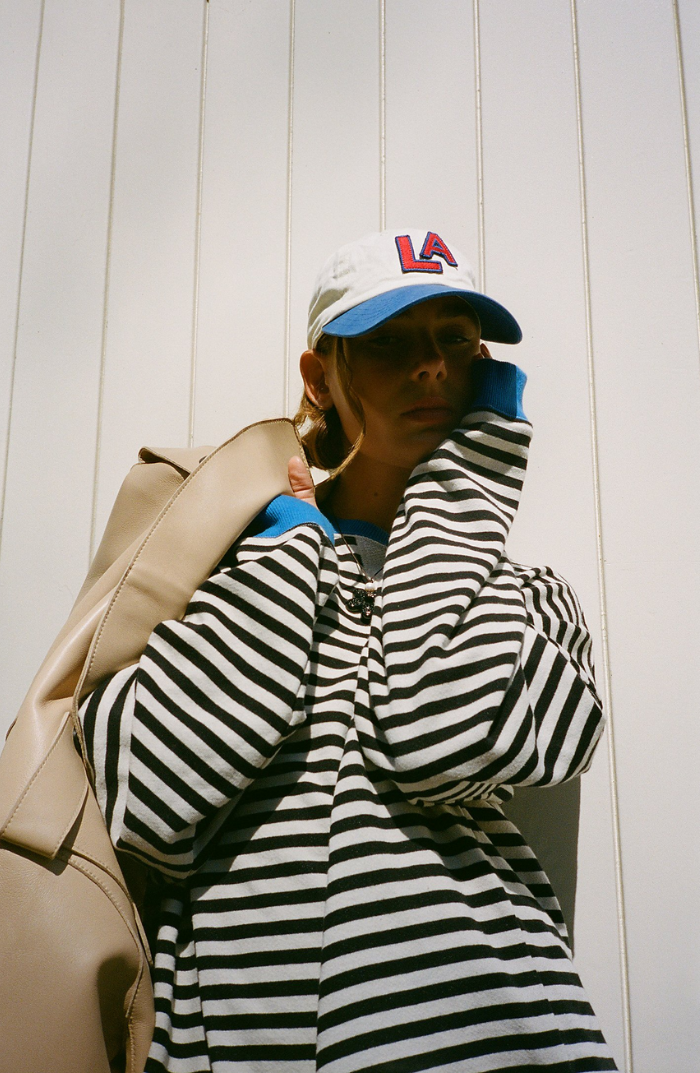 Striped Oversized Sweatshirt in Blue & Black – Rosa by Maravesse