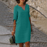 Greer | Linen Relaxed Midi Dress for Holidays