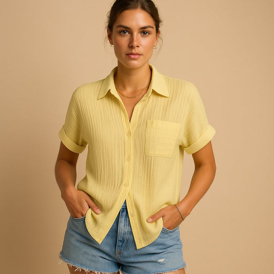 Linen Blouse in Yellow – Antoinette by Maravesse
