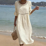 Anouk | Linen Relaxed Midi Dress for Holidays