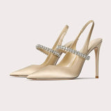 Aurelia | Satin Crystal Heels for Wedding Guests