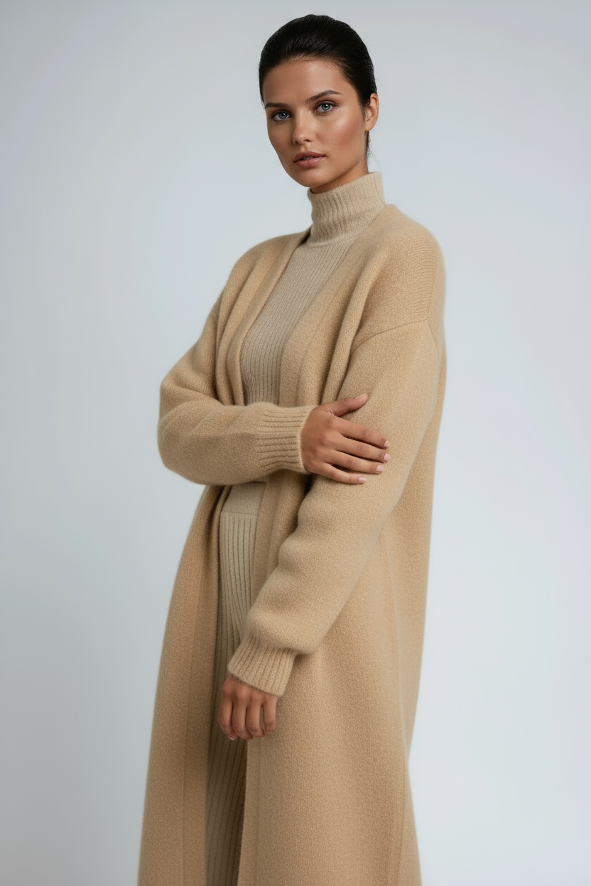 Longline Cardigan in Khaki – Isolde by Maravesse