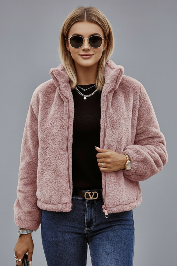 Sherpa Coat in Pink – Noor by Maravesse