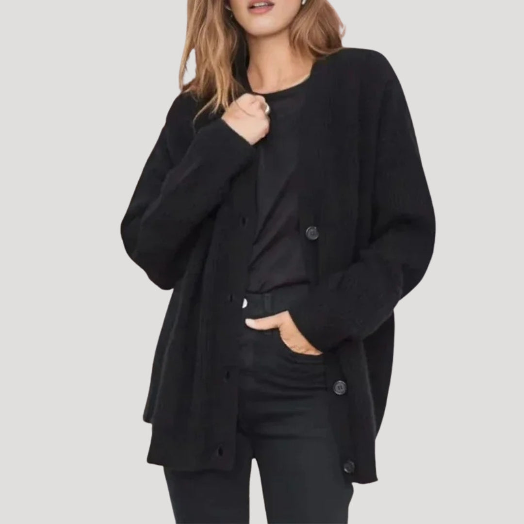 Oversized Cardigan in Black – Matilda by Maravesse