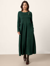 Celestine | Pleated Wool Midi Dress for Wedding Guests