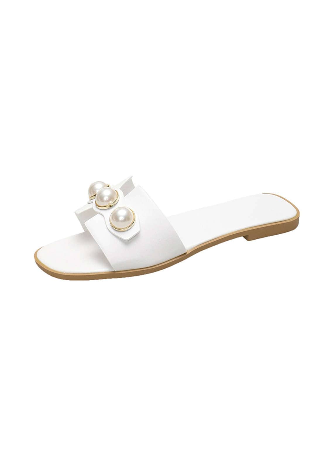 Pearl Leather Sandals in White – Wilhelmina by Maravesse