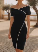 Coralie | Tailored Off-Shoulder Dress for Wedding Guests