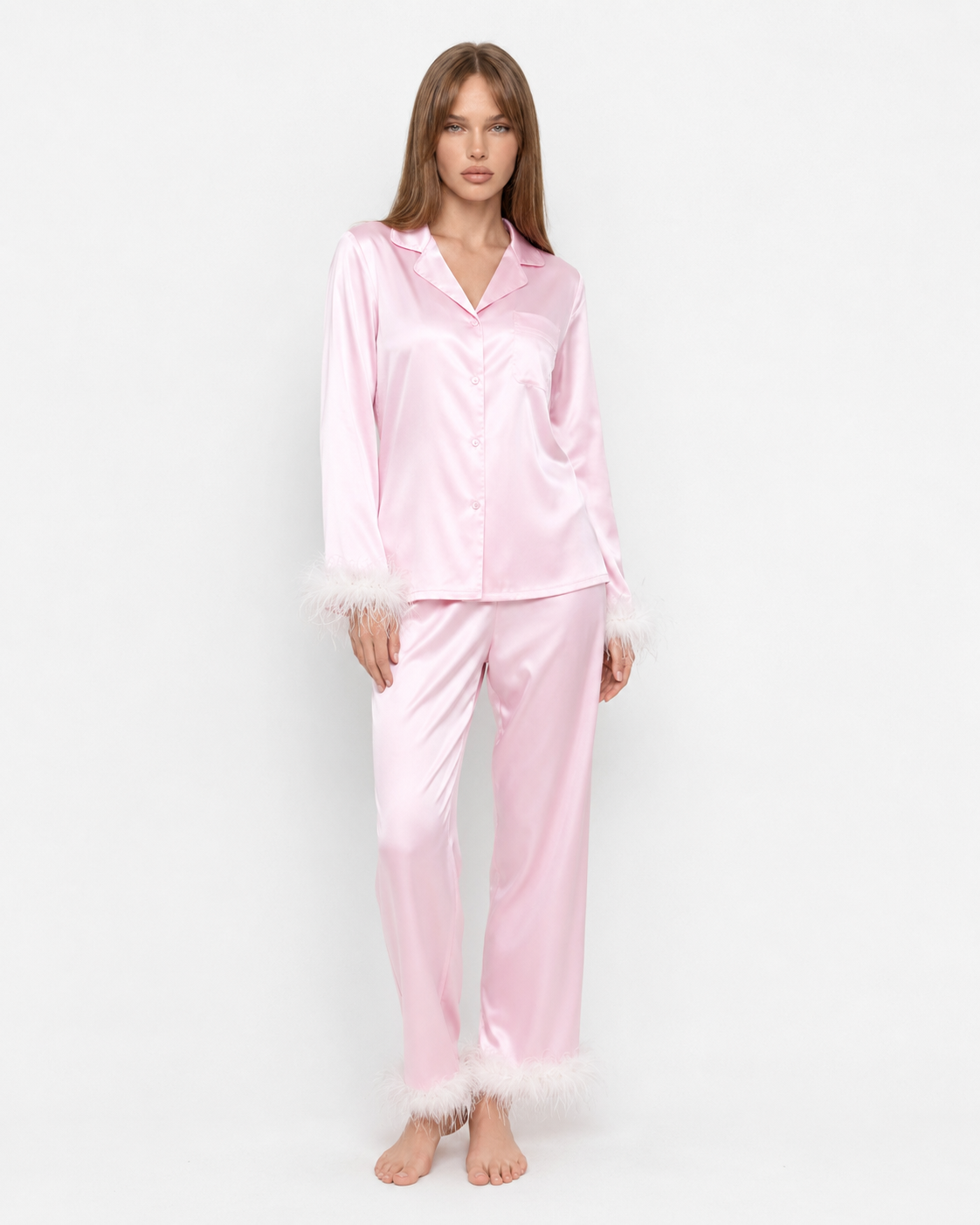 Satin Sleep Set in Soft Pink – Clementine by Maravesse