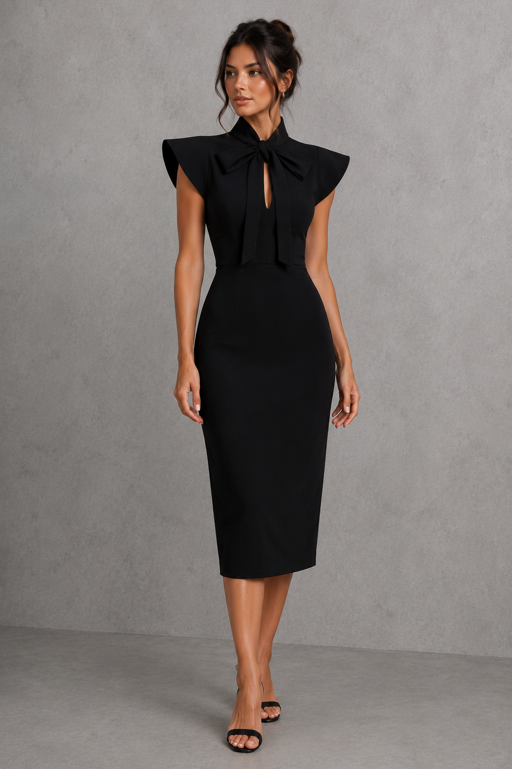 Tailored Midi Dress in Black – Priscille by Maravesse