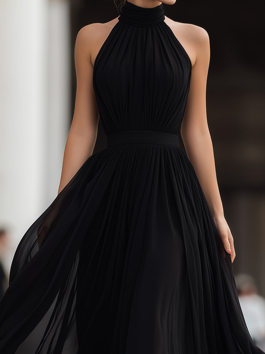 Pleated Chiffon Maxi Dress – Liva by Maravesse (3)