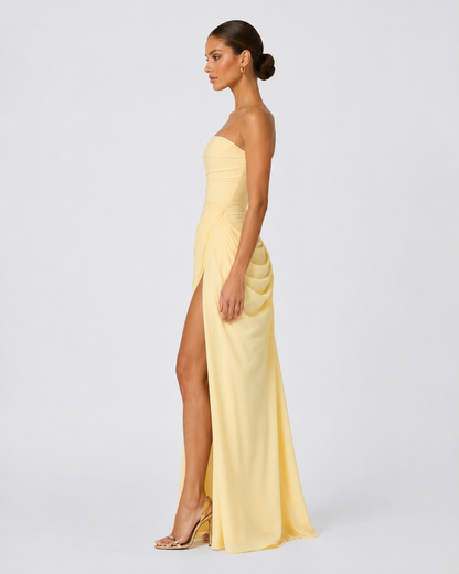 Main Character Drape Gown in Butter, back