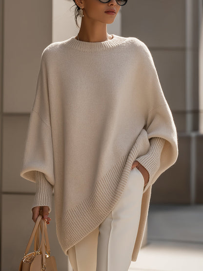 Wool Oversized Jumper in Beige – Ottilie by Maravesse