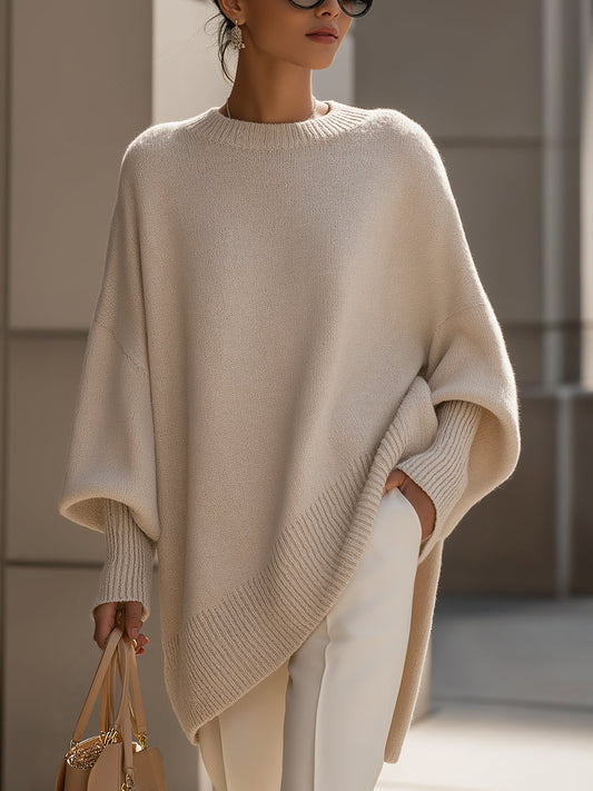 Wool Oversized Jumper in Beige – Ottilie by Maravesse