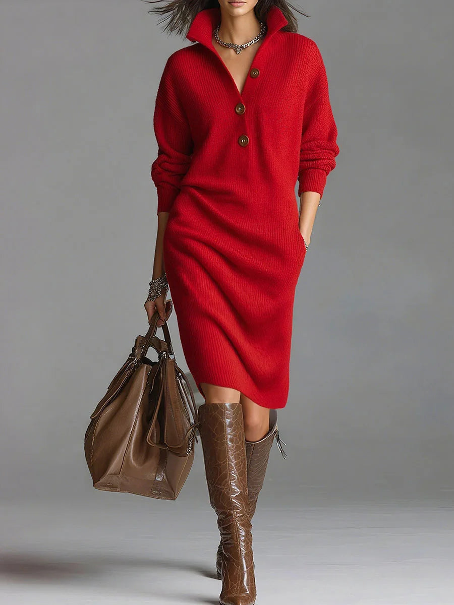 Midi Dress in Red – Delphine by Maravesse