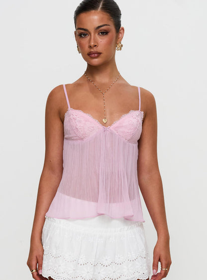 Lace Pleated Top in Pink – Elodie by Maravesse