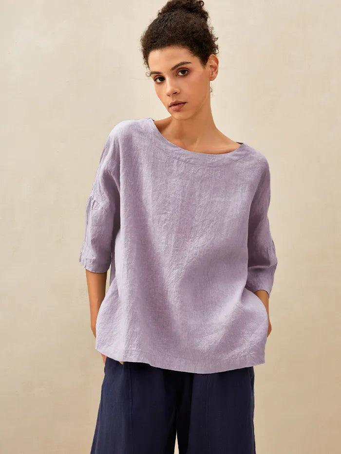Linen Blouse in Lavender – Amara by Maravesse