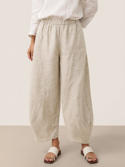 Linen Trousers in Natural Melange – Isolde by Maravesse