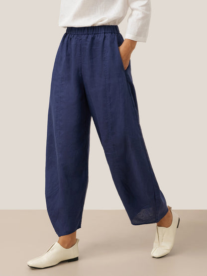 Linen Trousers in Navy Blue – Isolde by Maravesse