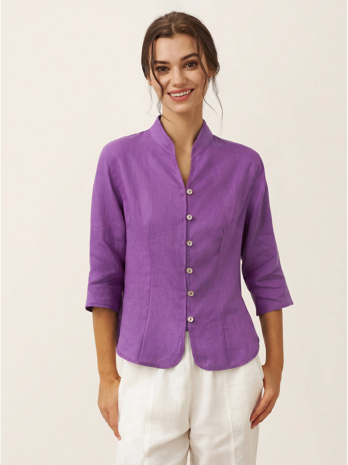 Linen Fitted Jacket in Orchid Purple – Elodie by Maravesse