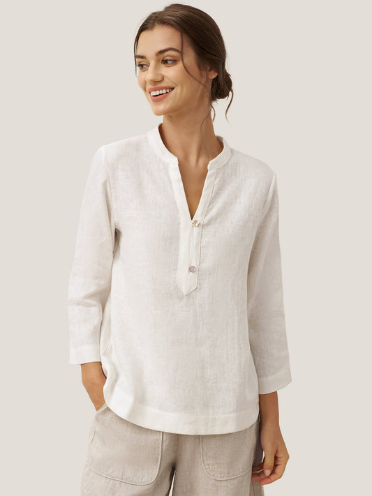 Linen Jumper in Optic White – Juliette by Maravesse