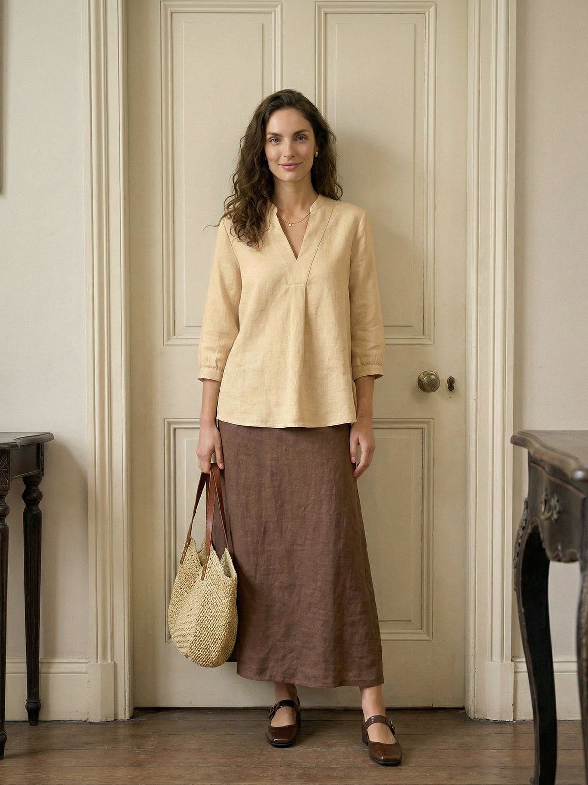 A-Line Linen Blouse – Delphine by Maravesse (42)