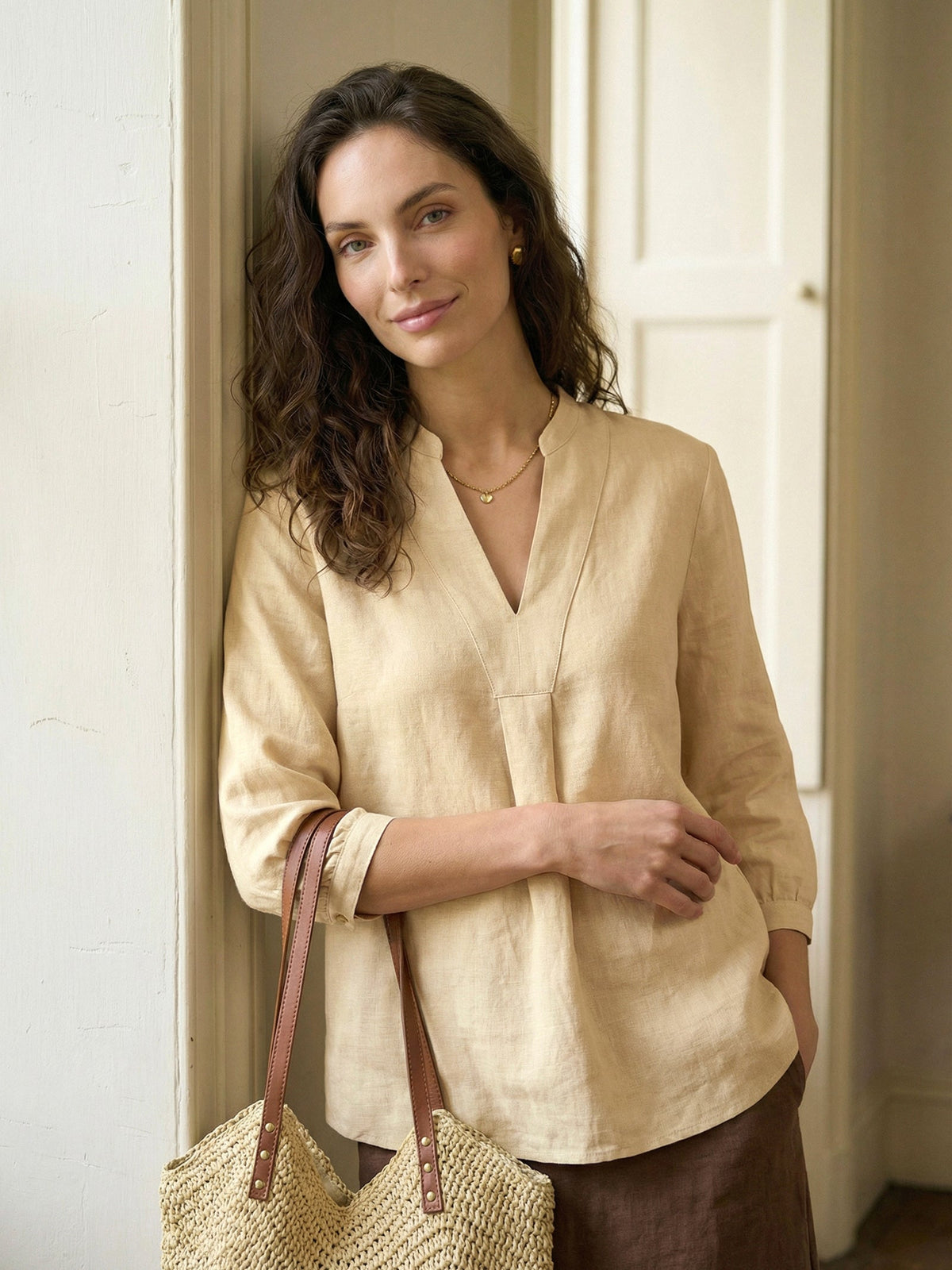 A-Line Linen Blouse – Delphine by Maravesse (41)