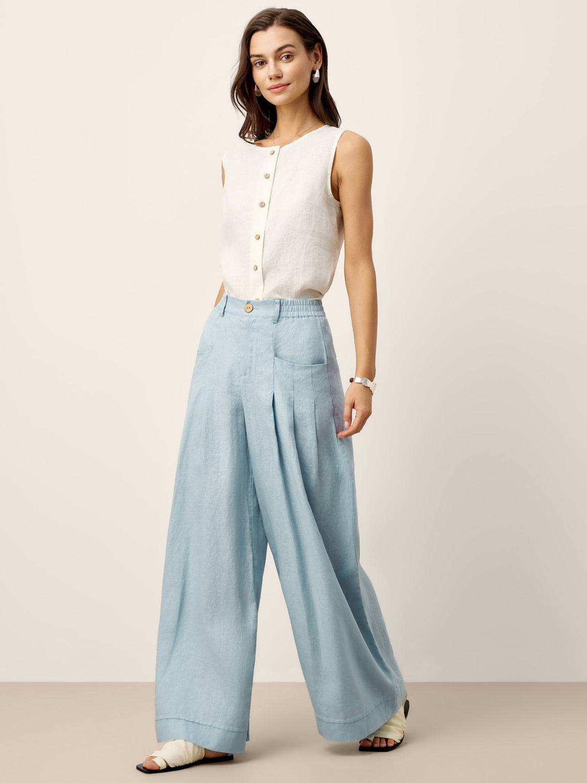 Linen Relaxed Trousers – Vivienne by Maravesse (5)