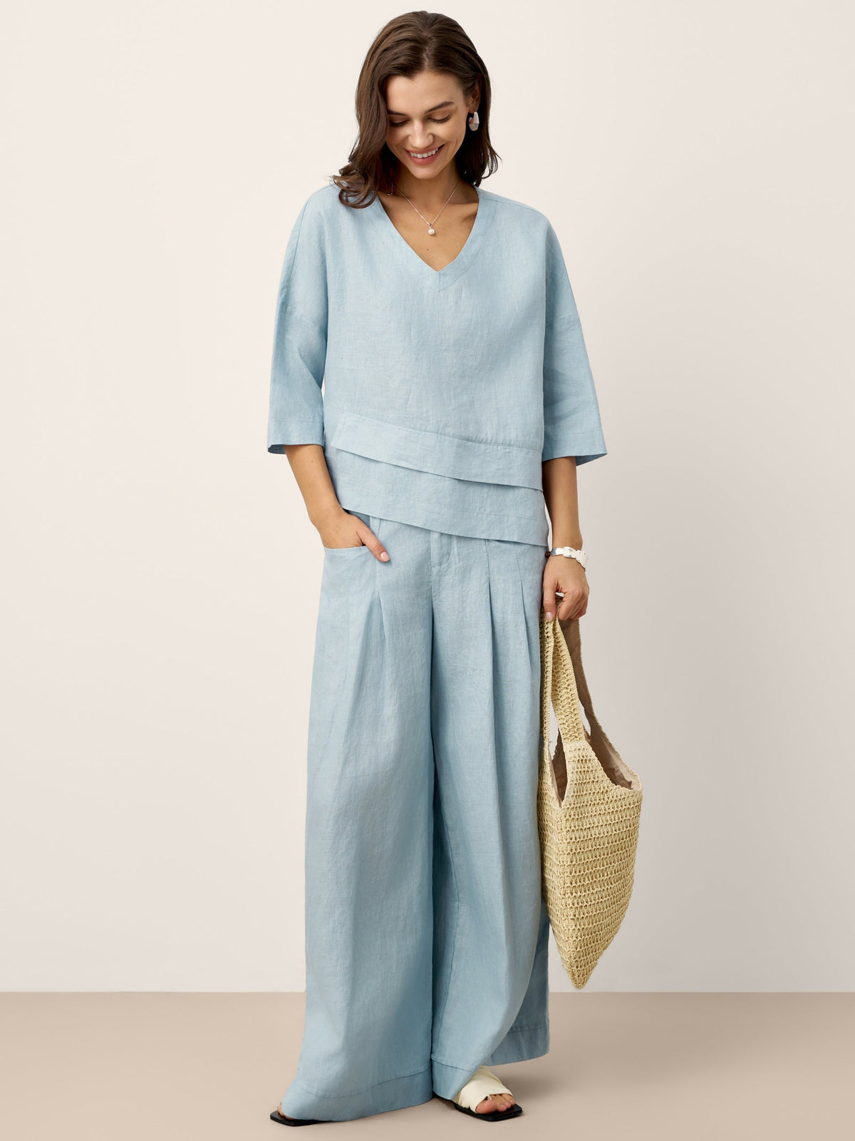 Linen Relaxed Trousers – Vivienne by Maravesse (8)