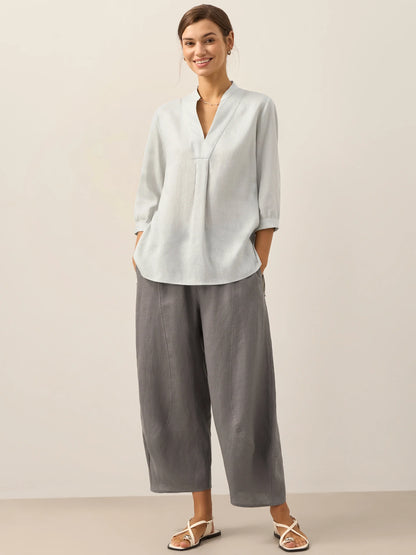A-Line Linen Blouse – Delphine by Maravesse (28)