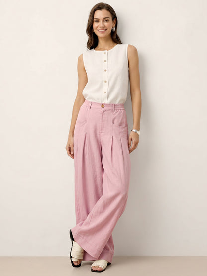Linen Relaxed Trousers – Vivienne by Maravesse (42)