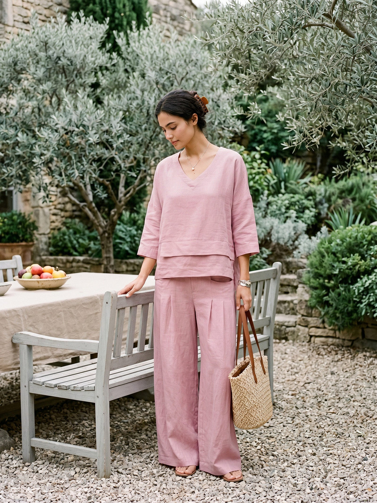 Linen Relaxed Trousers – Vivienne by Maravesse (38)