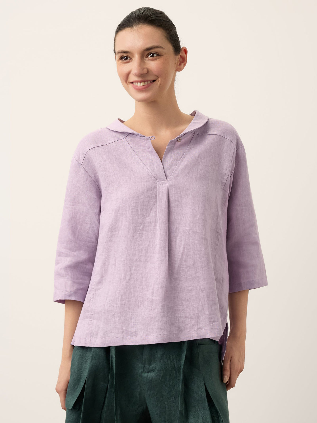 Linen Blouse in Lavender – Lavinia by Maravesse