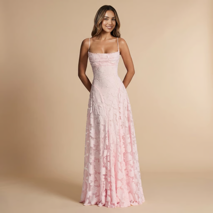 Lace Maxi Dress in Pink – Saskia by Maravesse